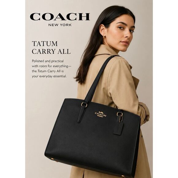 Coach Handbags - Coach Tatum Carryall Shoulder Tote Bag in Black/True Red (C4077) NWOT